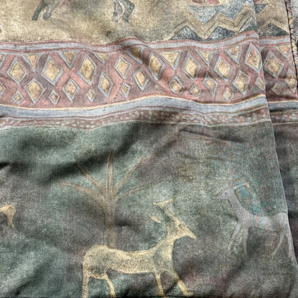 Vintage Mammoth‎ Cave Art Quilted Pillow Sham Prehistoric Tribal Earth Tones